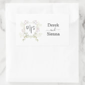 Dusky Wildflower Monogram Crest Wedding Rechthoekige Sticker (Tas)