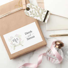 Dusky Wildflower Monogram Crest Wedding Rechthoekige Sticker