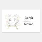 Dusky Wildflower Monogram Crest Wedding Rechthoekige Sticker (Voorkant)