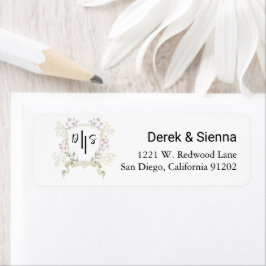 Dusky Wildflower Monogram Wapen Wedding Return Etiket