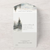 Dusky Winter Sneeuw Berg Landschap Bruiloft All In One Uitnodiging (Buitenkant)