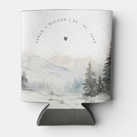 Dusky Winter Sneeuw Berg Landschap Bruiloft Blikjeskoeler (Voorkant)