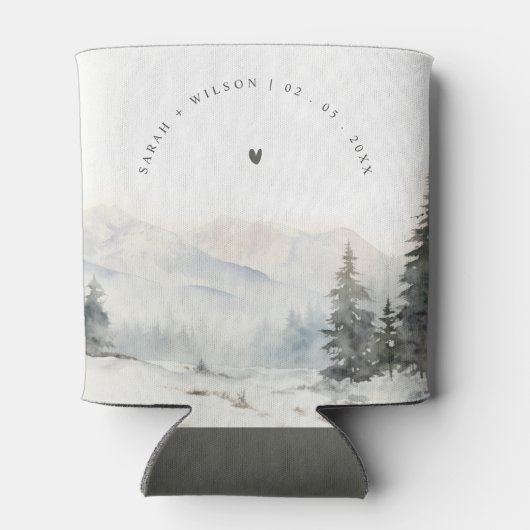 Dusky Winter Sneeuw Berg Landschap Bruiloft Blikjeskoeler (Achterkant)