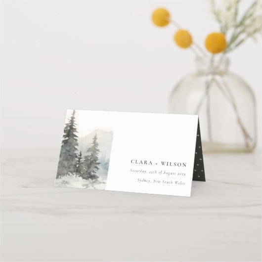 Dusky Winter Sneeuw Berg Landschap Bruiloft Plaatskaartje (Voorkant)