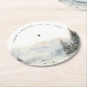 Dusky Winter Sneeuw Berg Landschap Bruiloft Ronde Kartonnen Onderzetter (Gebogen)