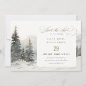 Dusky Winter Sneeuw Berg Landschap Bruiloft Save The Date (Voorkant)