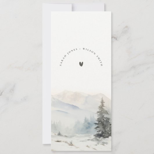 Dusky Winter Sneeuwberglandschap Menu Kaart (Achterkant)