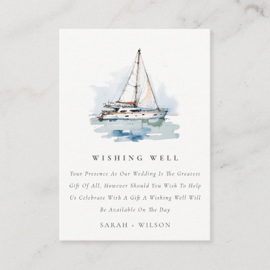 Dusky zeilboot jacht zeegezicht bruiloft goed wens informatiekaartje (Voorkant)