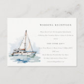Dusky zeilboot jacht zeegezicht bruiloft receptie informatiekaartje (Voorkant)