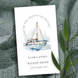 Dusky zeilboot jacht zeegezicht bruiloft website informatiekaartje