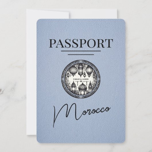 Dusrty Blue Marokko Passport Uitnodiging voor het  (Achterkant)