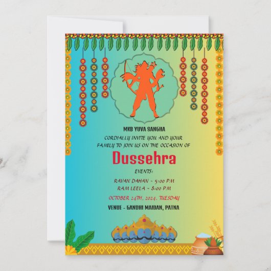 DUSSEHRA Ravan Dahan en Ram Leela Kaart (Voorkant)