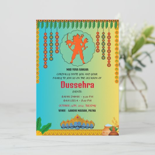 DUSSEHRA Ravan Dahan en Ram Leela Kaart (Staand voorkant)