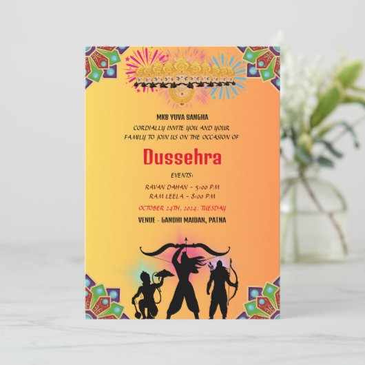 DUSSEHRA Ravan Dahan en Ram Leela Kaart (Staand voorkant)