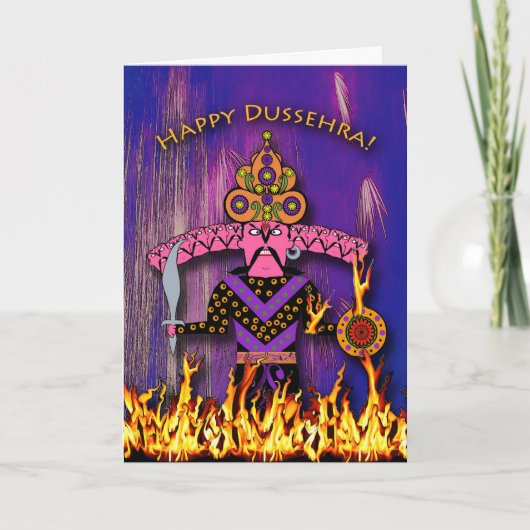 Dussehra Wenskaart, Demon King Ravana Kaart (Voorkant)