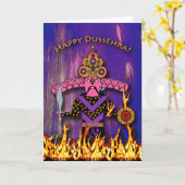 Dussehra Wenskaart, Demon King Ravana Kaart (Gele Bloem)