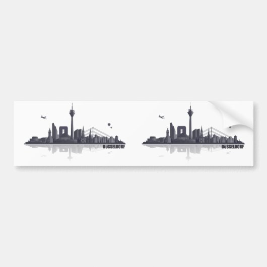 Düsseldorf City Skyline Bumpersticker (Voorkant)