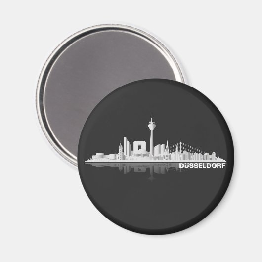 Düsseldorf City Skyline Kühlschrankmagnet / Magnet (Voorkant / Achterkant)