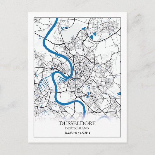 Dusseldorf Deutschland City Map Eenvoudig reizen Briefkaart (Voorkant)
