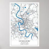 Dusseldorf Deutschland City Map Eenvoudig reizen Poster (Voorkant)