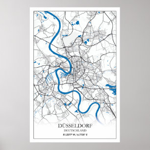 Dusseldorf Deutschland City Map Eenvoudig reizen Poster