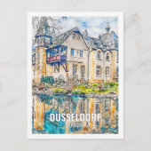 Düsseldorf Duitsland Beroemde Reisplaats Waterverf Briefkaart (Voorkant)