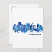 Dusseldorf Duitsland Skyline Blue Feestdagenkaart (Voorkant / Achterkant)
