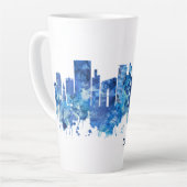 Dusseldorf Duitsland Skyline Blue Latte Mok (Linkerhoek)
