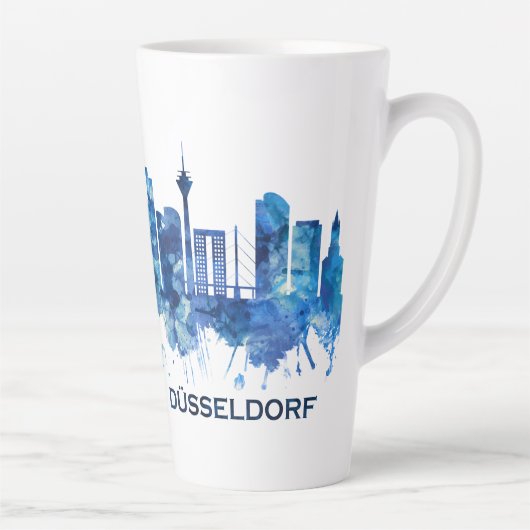 Dusseldorf Duitsland Skyline Blue Latte Mok (Rechts)