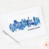 Dusseldorf Duitsland Skyline Blue Rechthoekige Sticker (Envelop)