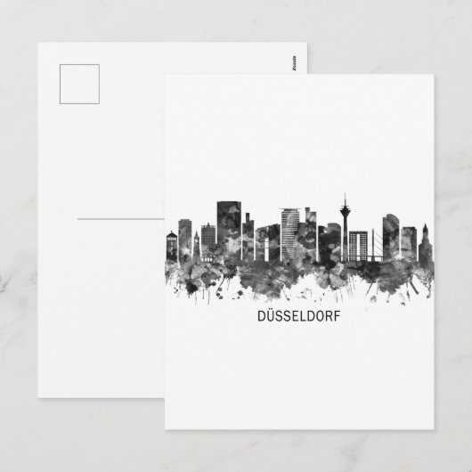 Dusseldorf Duitsland Skyline BW Feestdagenkaart (Voorkant / Achterkant)