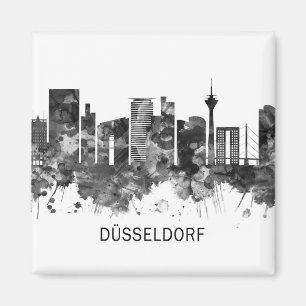 Dusseldorf Duitsland Skyline BW Magneet