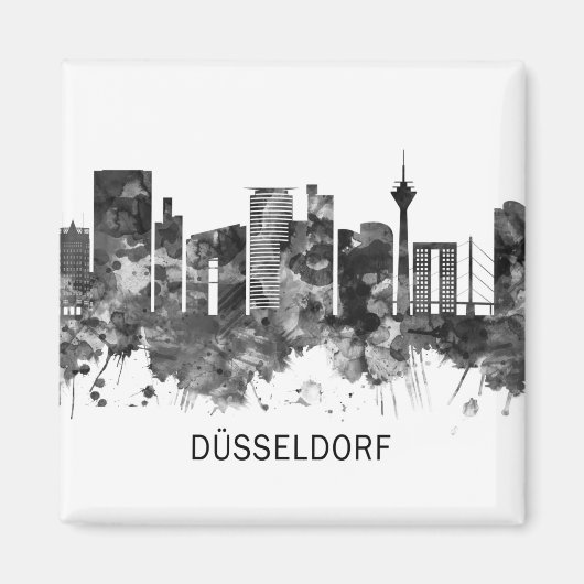 Dusseldorf Duitsland Skyline BW Magneet (Voorkant)