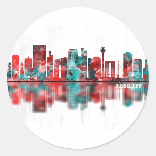 Dusseldorf Duitsland Skyline Ronde Sticker (Voorkant)