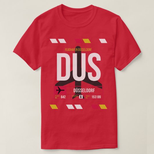 Dusseldorf DUS Airport Code Bagage Label T-shirt (Design voorkant)