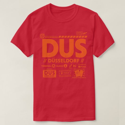  Düsseldorf DUS luchthavencode Reisdag Ret T-shirt (Design voorkant)