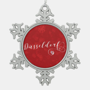 Düsseldorf Heart, kerstboomversiering, Duitsland Tin Sneeuwvlok Ornament
