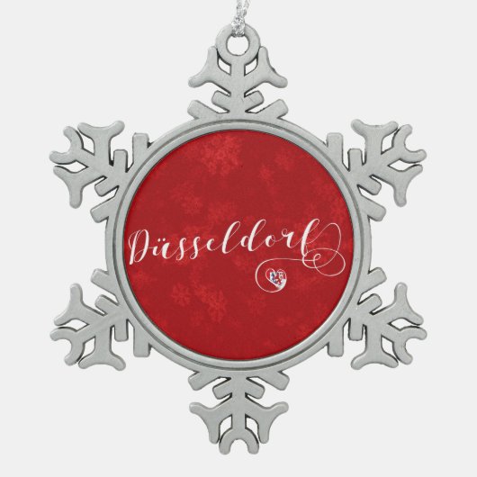 Düsseldorf Heart, kerstboomversiering, Duitsland Tin Sneeuwvlok Ornament (Voorkant)