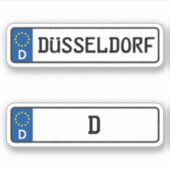 Dusseldorf kennzeichen, Duits Bord voor rijbewijze Sticker (Voorkant)