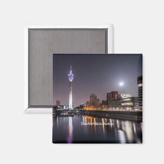 Dusseldorf, Media Harbour (geëtiketteerd) Magneet (Voorkant / Achterkant)