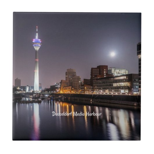 Dusseldorf, Media Harbour (geëtiketteerd) Tegeltje (Voorkant)