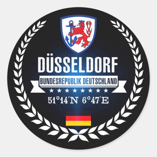 Düsseldorf Ronde Sticker (Voorkant)