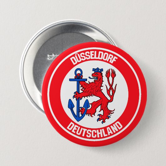 Düsseldorf Round Emblem Ronde Button 7,6 Cm (Voorkant /achterkant)