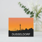 Dusseldorf-silhouette, zomerzonsondertoon briefkaart (Staand voorkant)