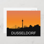 Dusseldorf-silhouette, zomerzonsondertoon briefkaart (Voorkant / Achterkant)