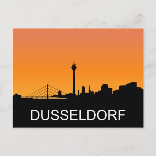 Dusseldorf-silhouette, zomerzonsondertoon briefkaart (Voorkant)
