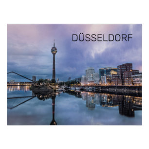 Dusseldorf Skyline Germany Holiday Sunset Souvenir Perfect Poster