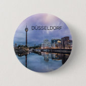 Dusseldorf Skyline Germany Holiday Sunset Souvenir Ronde Button 5,7 Cm (Voorkant)