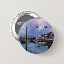 Dusseldorf Skyline Germany Holiday Sunset Souvenir Ronde Button 5,7 Cm