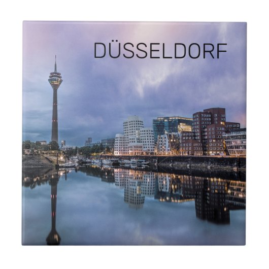Dusseldorf Skyline Germany Holiday Sunset Souvenir Tegeltje (Voorkant)